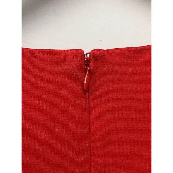 Talbots Dress Womens 6 Red peplum Short Sleeve Knit V-Neck‎ Stretch Classic - Picture 6 of 7